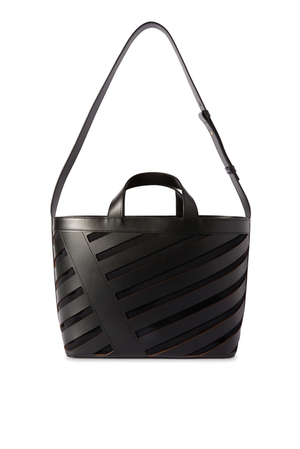 Cut-Out Diag Small Tote Bag